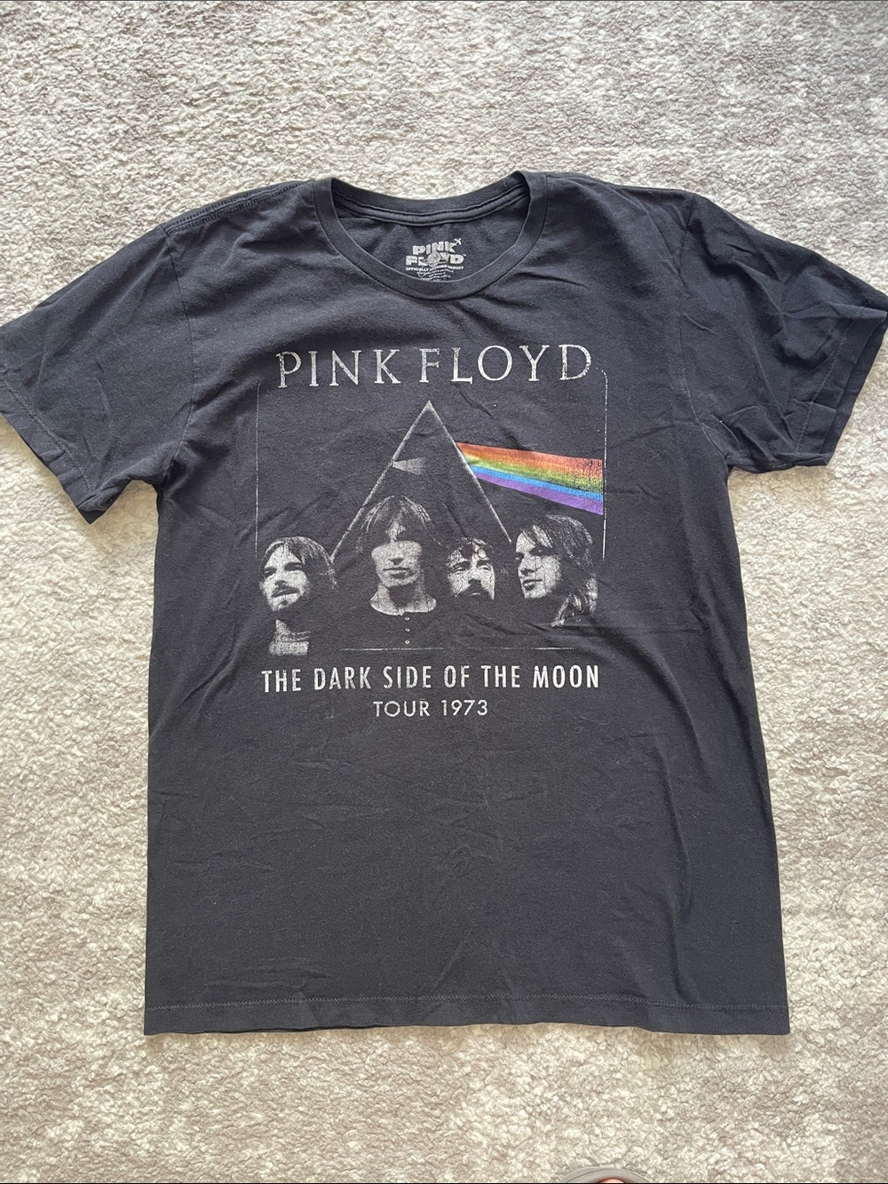 Pink Floyd Black Tee with Rainbow Prism Graphic